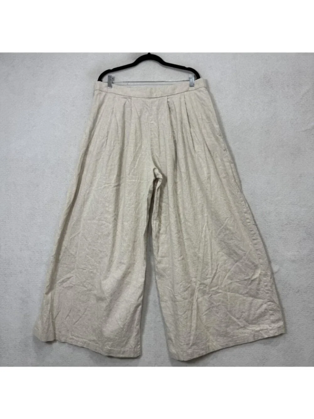 Banana Republic Dress Pants Womens 16 Beige Linen Wide Leg Pleated Twill Palazzo